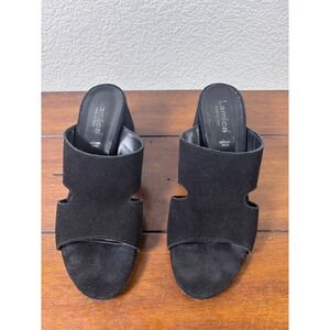 Lamica Block Heel Mules Women 39 Black Suede Cutout Made in Italy Slides